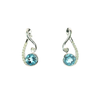 Diamond & Vivid Blue Topaz Drop Earrings in 14K White Gold