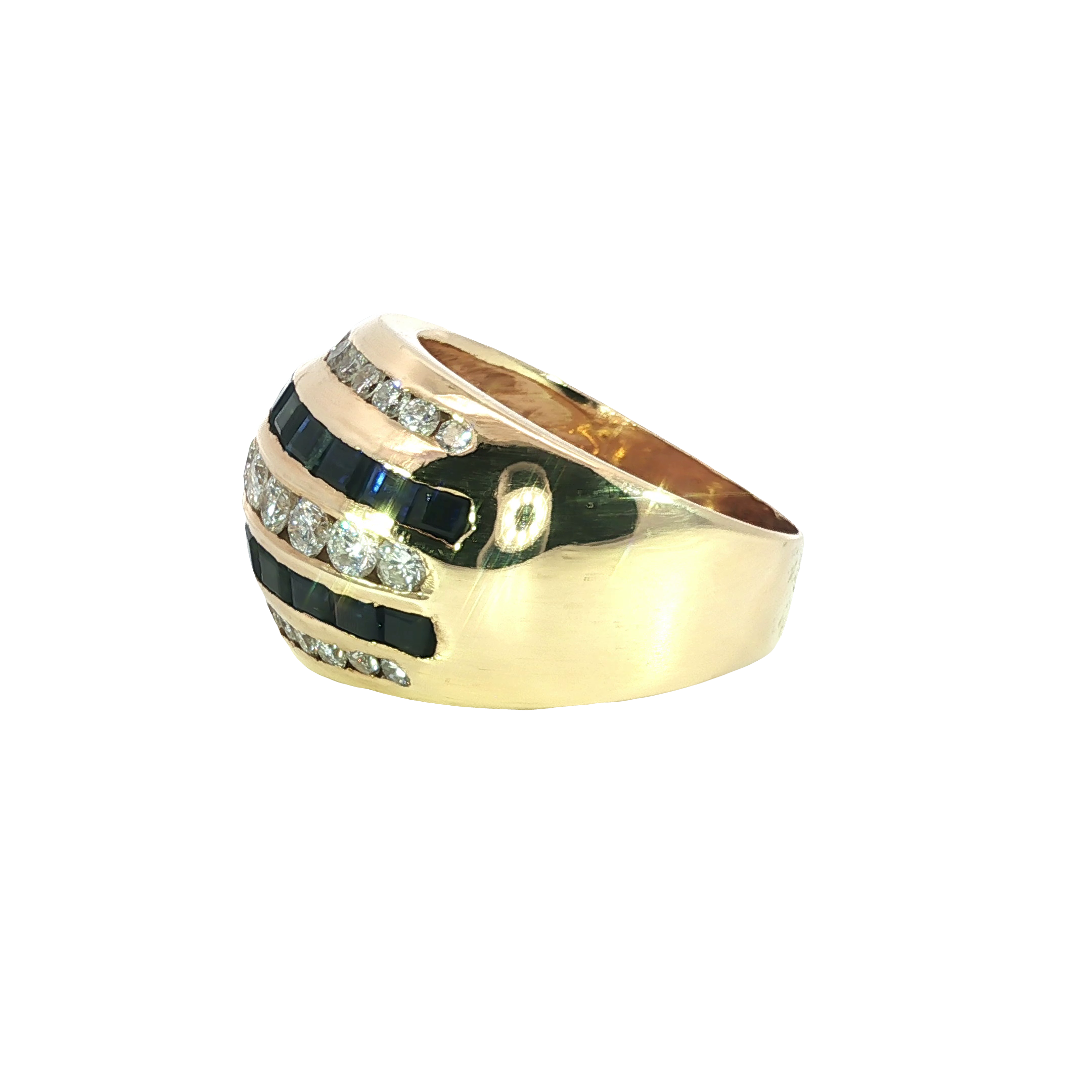 Classic 14K Yellow Gold Sapphire & Brilliant Round-Cut Diamond Multistone Ring