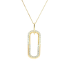 Diamond Pavé Elongated Link Pendant in 14K Yellow Gold