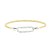 Mesh Bangle with White Oval Station in 18K Yellow Gold Plated Sterling Silver