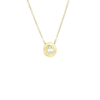 Brushed 14K Yellow Gold Baguette & Round Diamond Disc Pendant Necklace