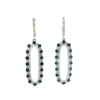 Blue Sapphire & Diamond Oval Drop Earrings in 14K White Gold