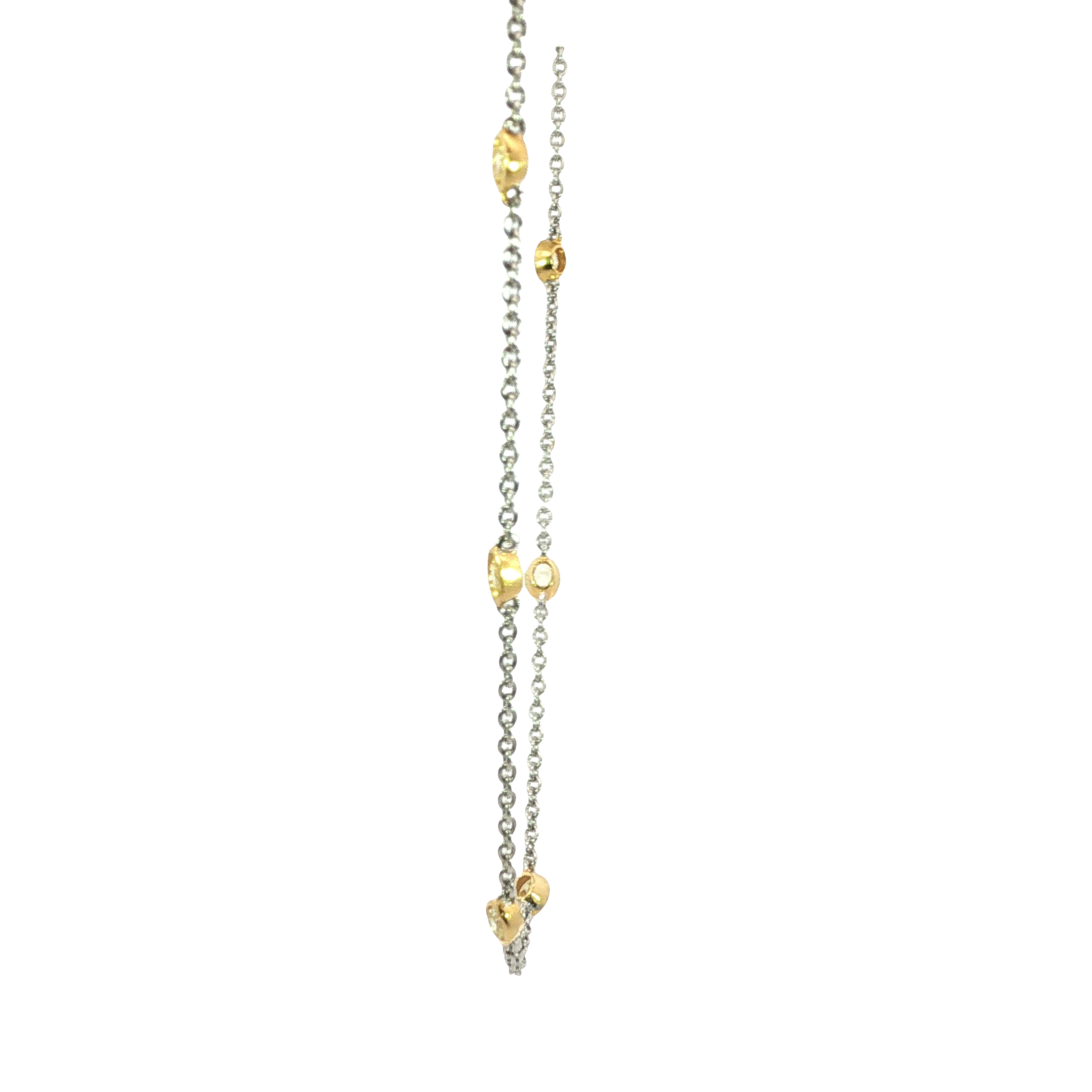 Two-Tone Natural Yellow Diamond Bezel Station Necklace in 14K White & Yellow Gold