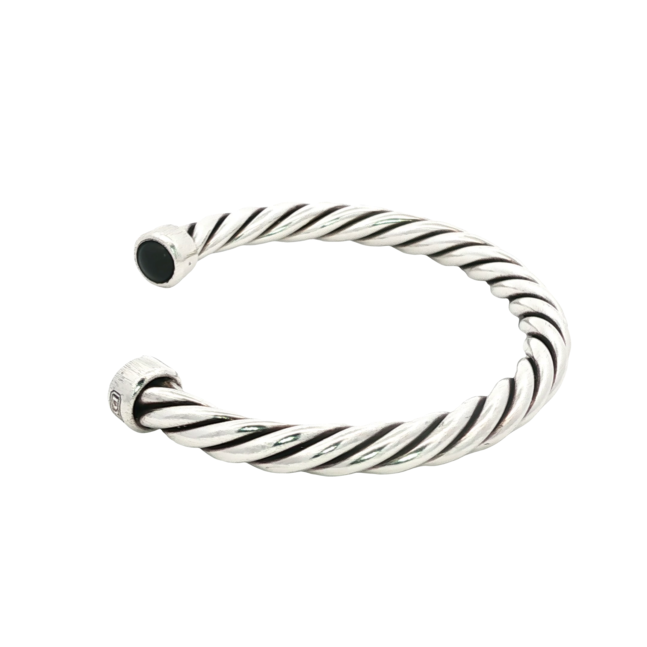 Sterling Silver Cable Bracelet in Black Onyx