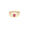 Synthetic Corundum Three Stone Band Ring in 14K Yellow Gold