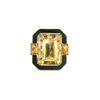 Art Deco Citrine, Black Enamel & Diamond Cocktail Ring in 14K Yellow Gold