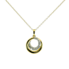 Double Lab Diamond Circle Pendant Necklace Plated in 14K Yellow Gold