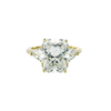 Cushion Cut Three-Stone Diamond Ring in 14K Yellow Gold