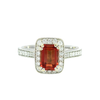 Orange Sapphire & Diamond Halo Ring in 18K White Gold