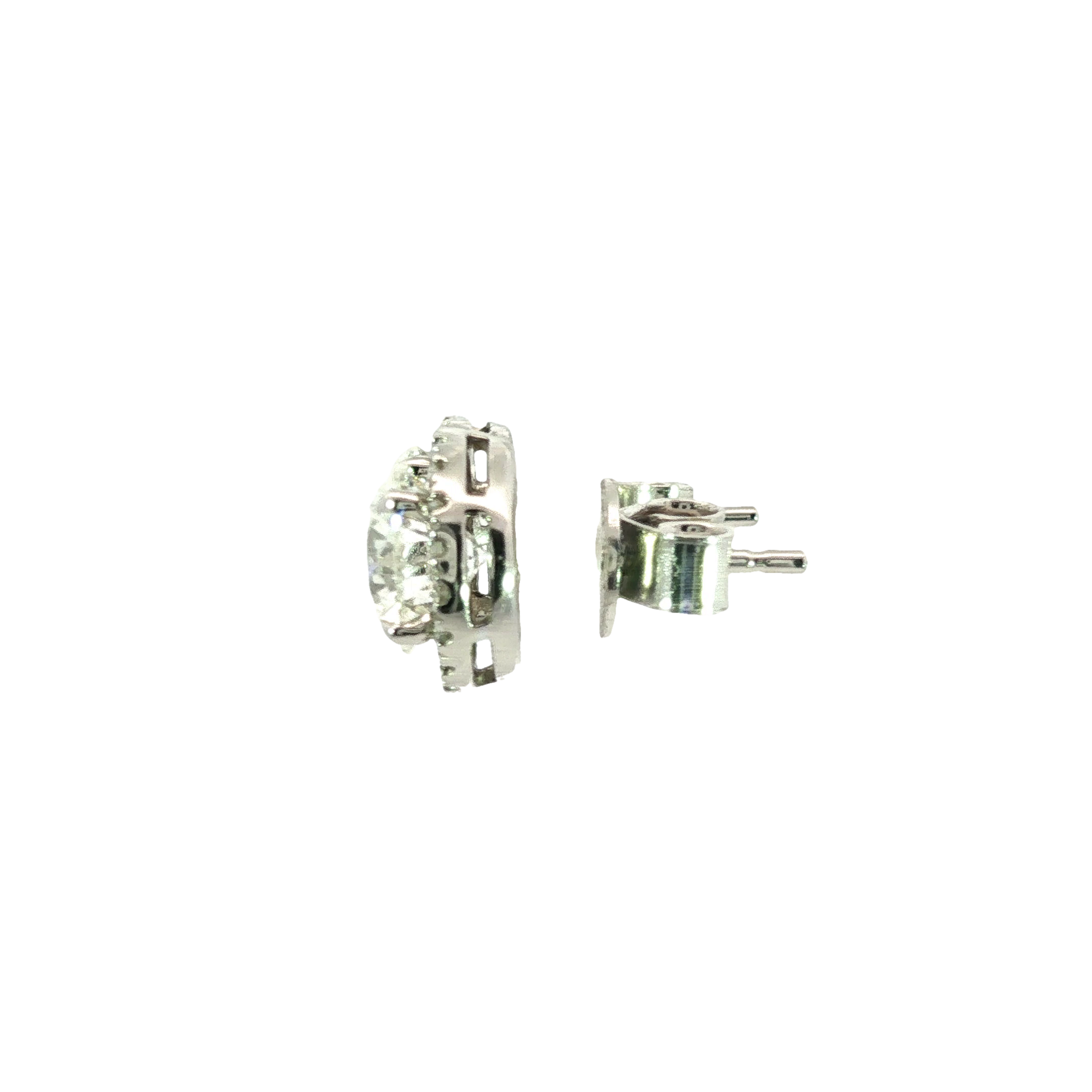 2.25 Carat Lab Grown Diamond Halo Stud Earrings in 14K White Gold