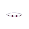 Alternating Diamond & Ruby Stackable Ring in 14K White Gold