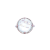 Rose Quartz Halo Cocktail Ring in Rose Gold Plated Sterling Silver