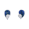 Royal Blue Sapphire Teardrop Cluster Diamond Earrings in 14K White Gold