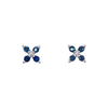 Deep Blue Sapphire Floral Stud Earrings in 14K White Gold