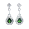 Pear Shape Russalite & Diamond Double Halo Drop Earrings in 14K White Gold