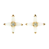 Opal & Diamond Floral Stud Earrings in 14K Yellow Gold