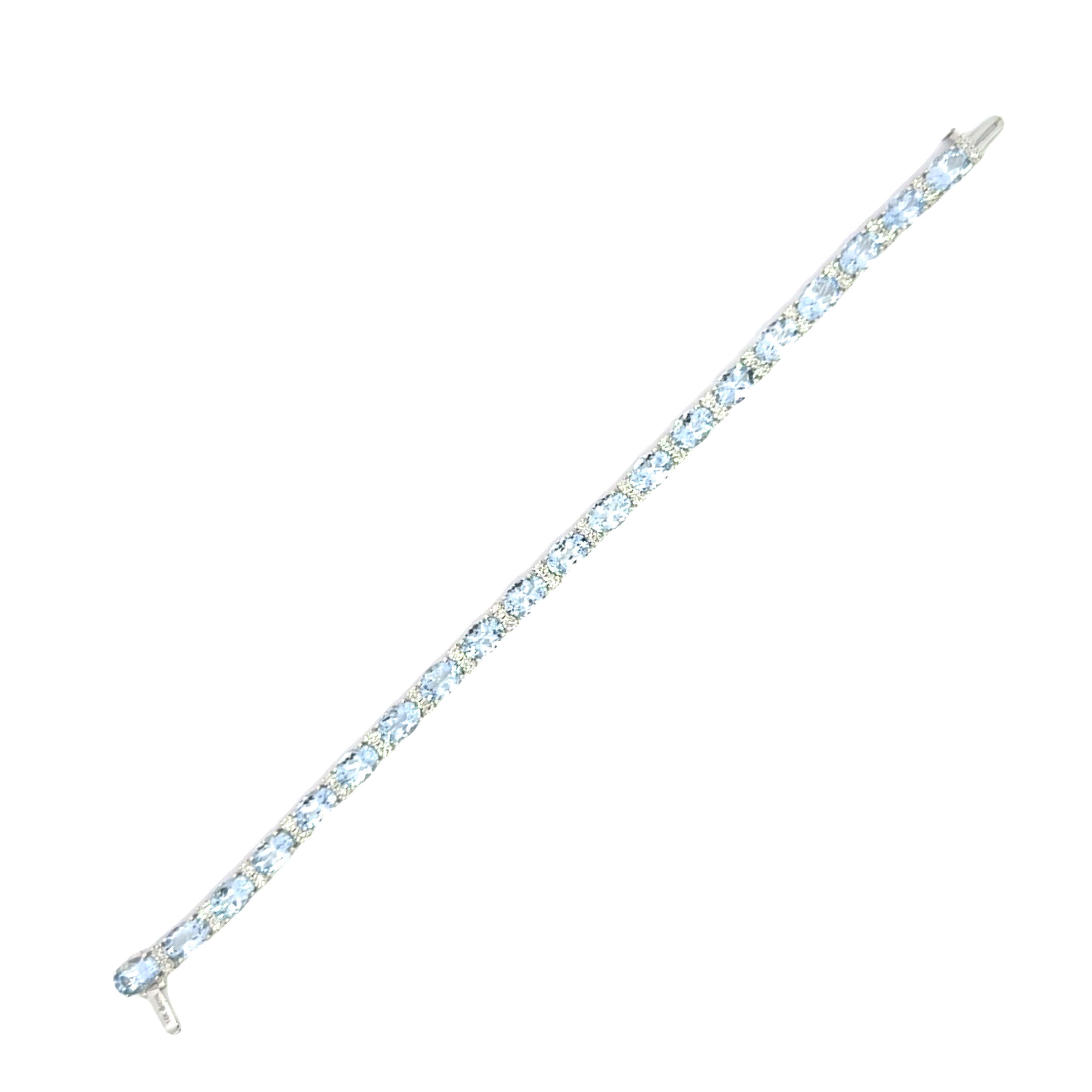 14K White Gold Aquamarine Diamond Bracelet