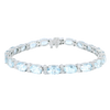 Oval Aquamarine & Diamond Bracelet in 14K White Gold