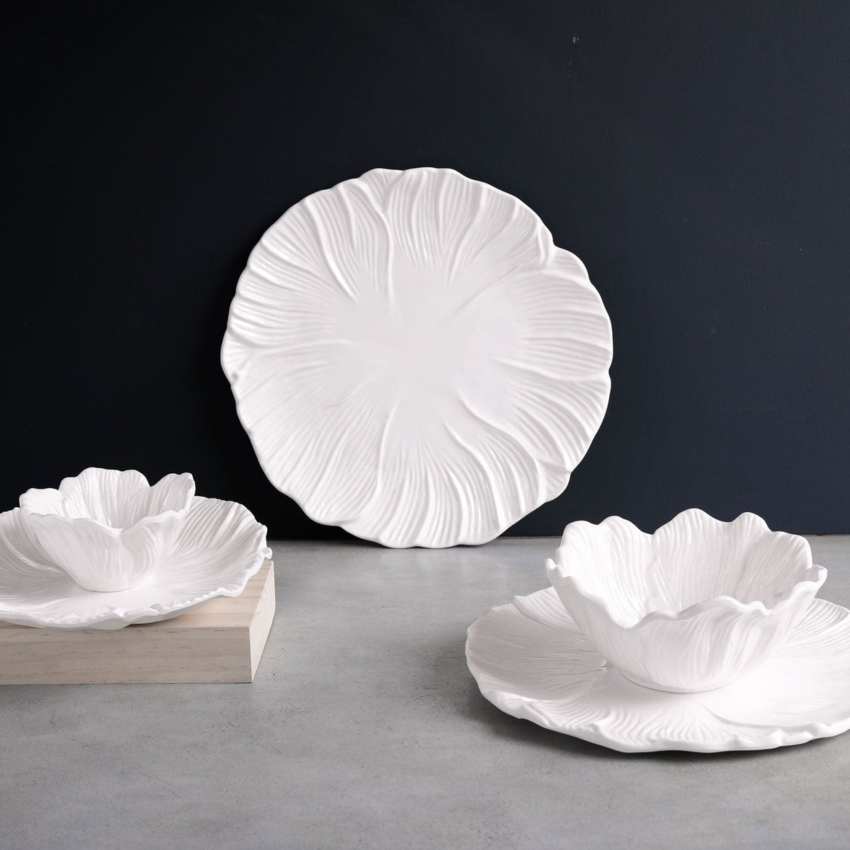 VIDA Lettuce Mini Dip Bowl Set of 4 (White)