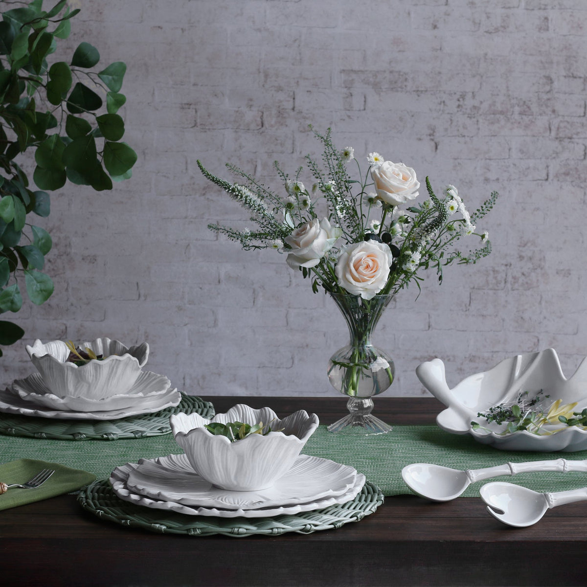 VIDA Lettuce Dinner Plate Set of 4 (White)