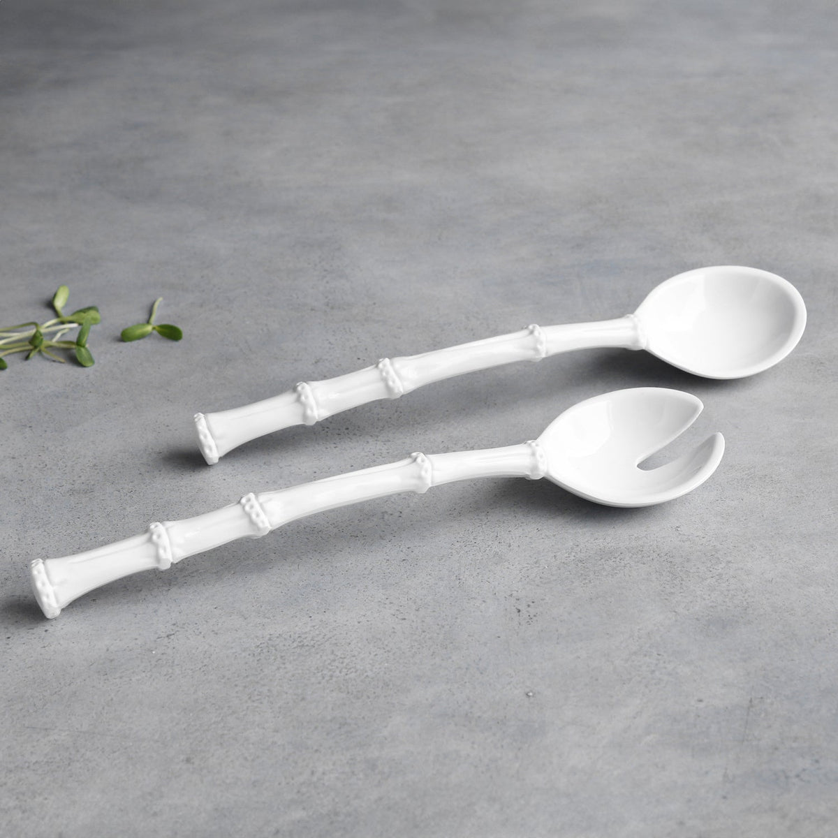 VIDA Bamboo Large Salad Servers (White)