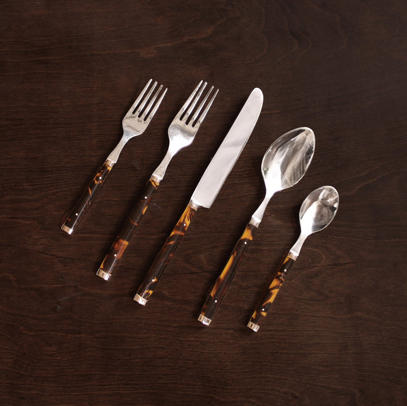 VIDA Tortoise and Stainless Flatware Set of 5