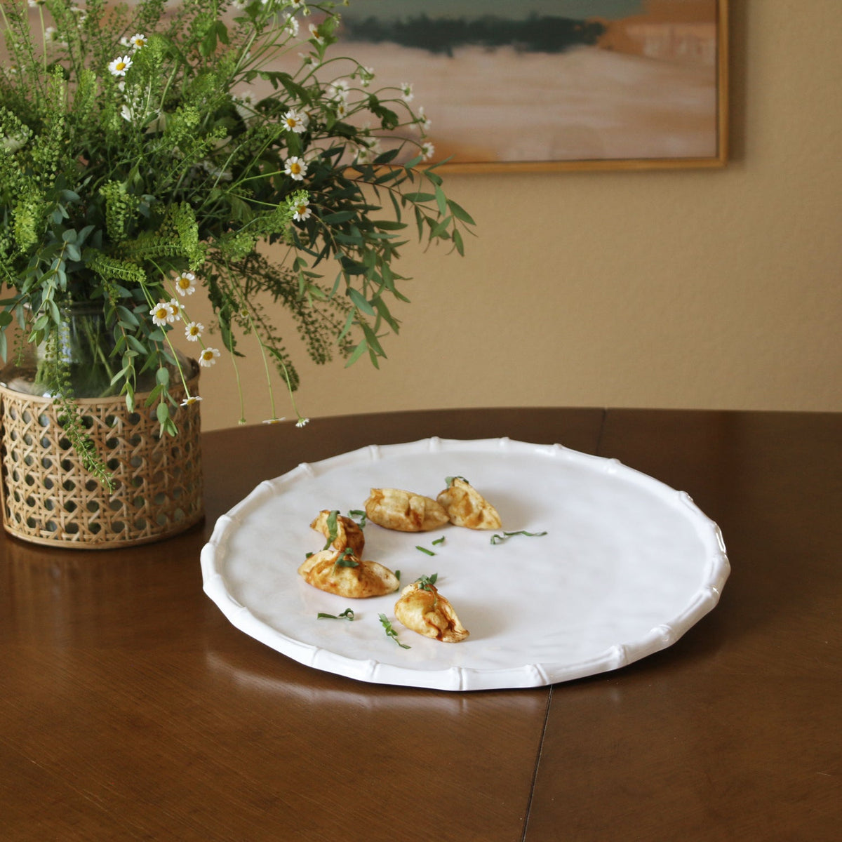 VIDA Bamboo Round Platter (White)