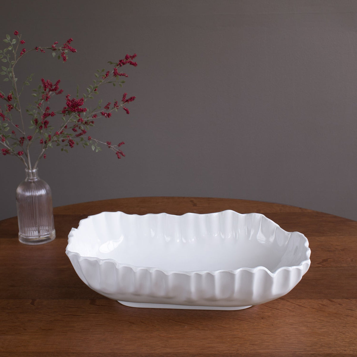 VIDA Bloom Pinched Large Oval Bowl (White)