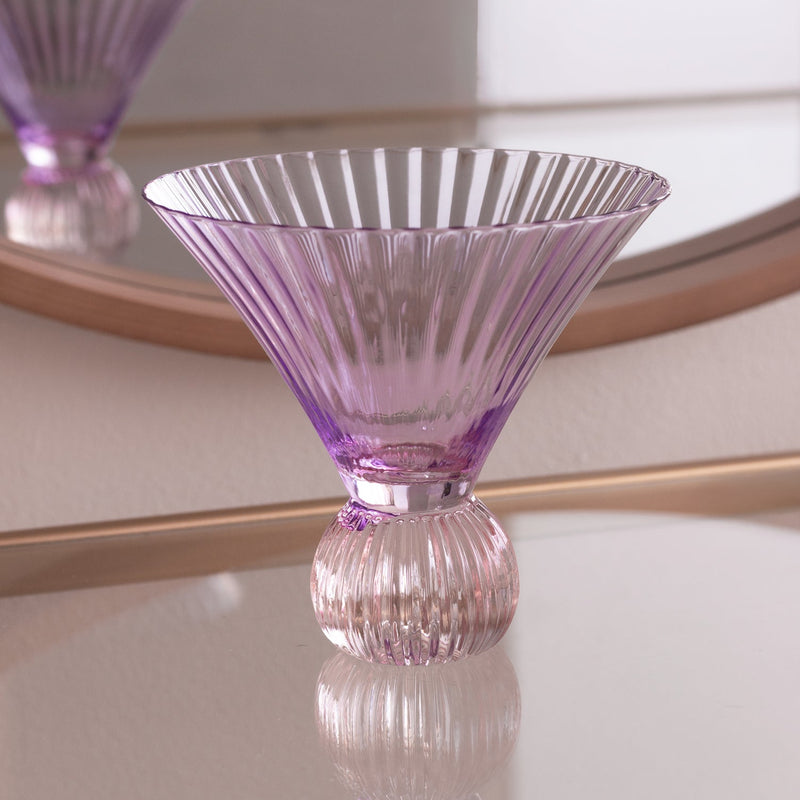 GLASS Venice Martini Set of 4 (Violet and Pink) 8 fl oz