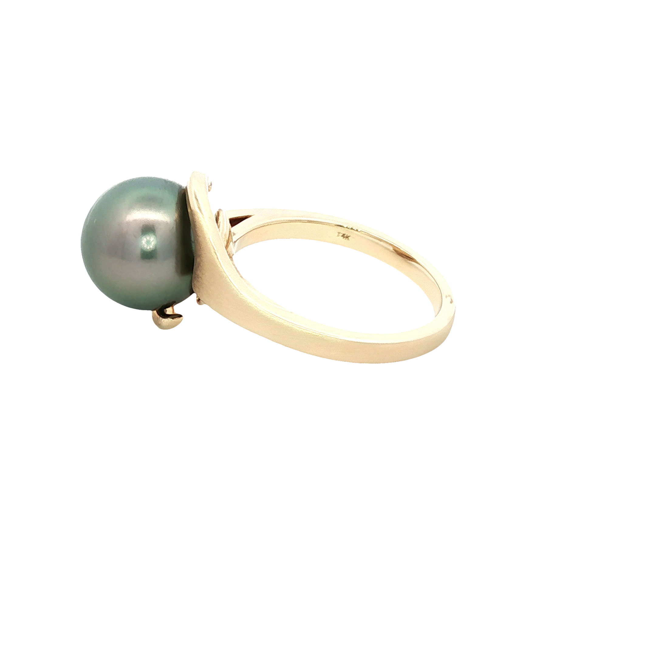 14K Yellow Gold Cocktail Ring with Tahitian Pearl