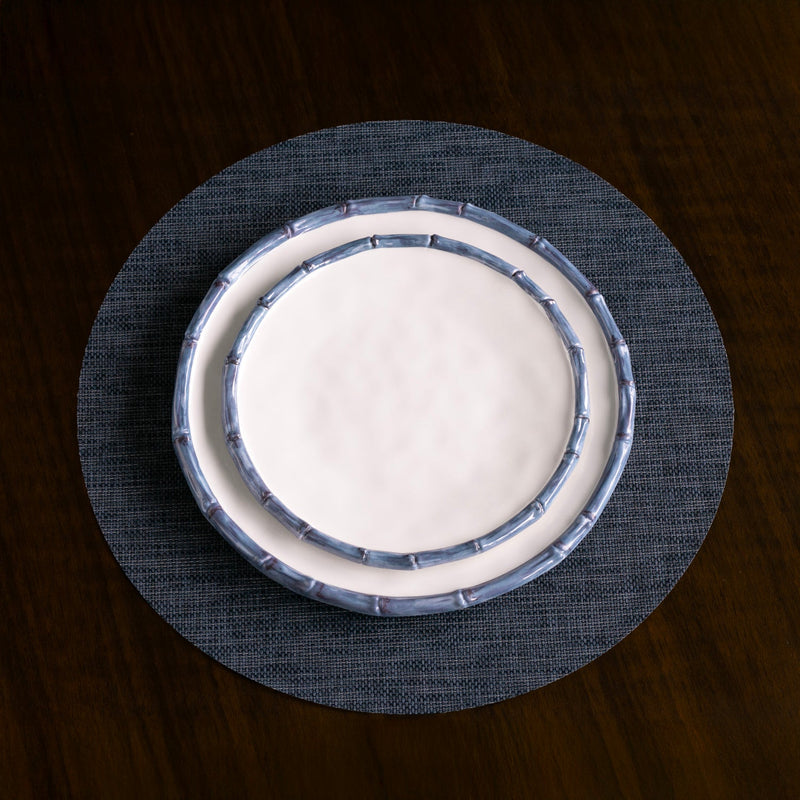 VIDA Bamboo Salad Plate Set of 4 (White and Blue)