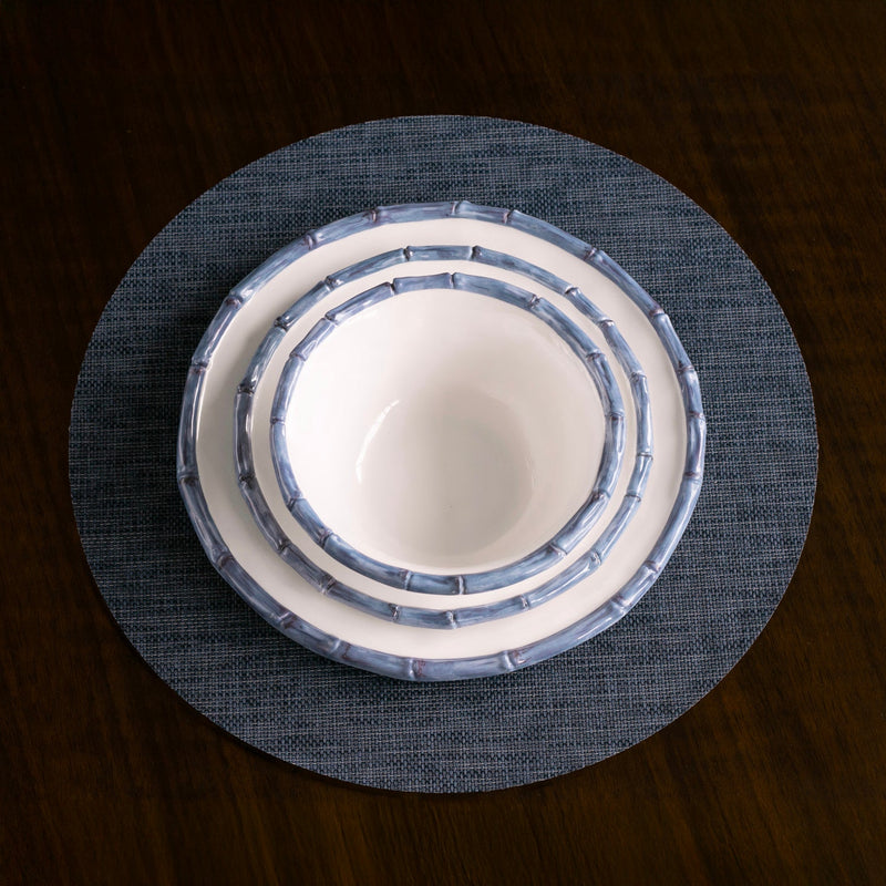 VIDA Bamboo Cereal Bowl Set of 4 (White and Blue)