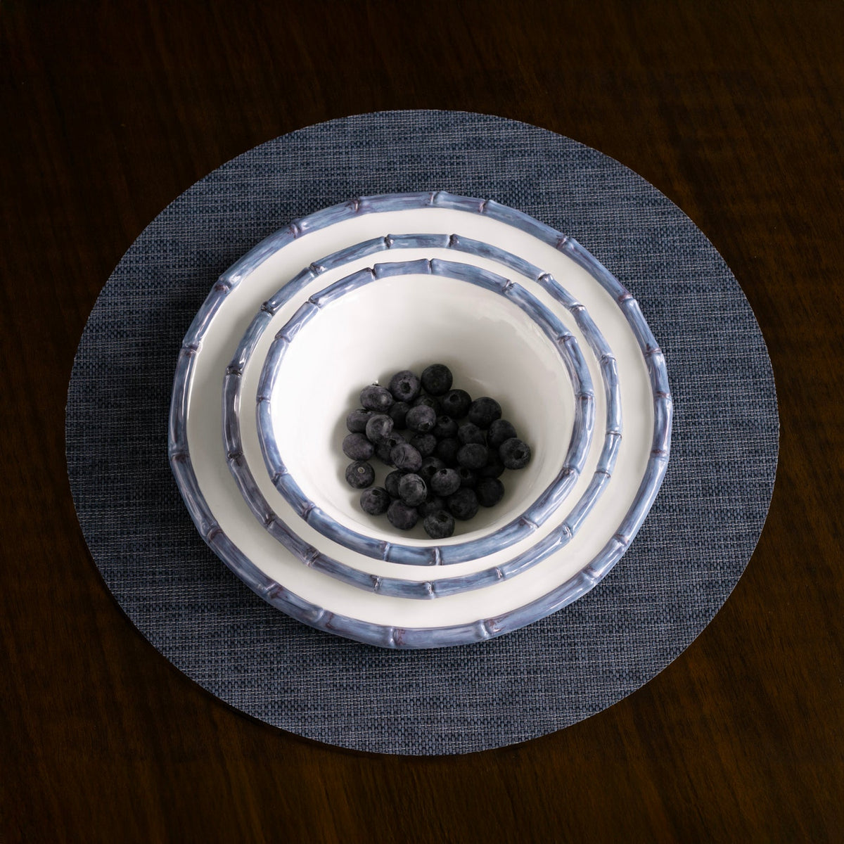VIDA Bamboo Cereal Bowl Set of 4 (White and Blue)