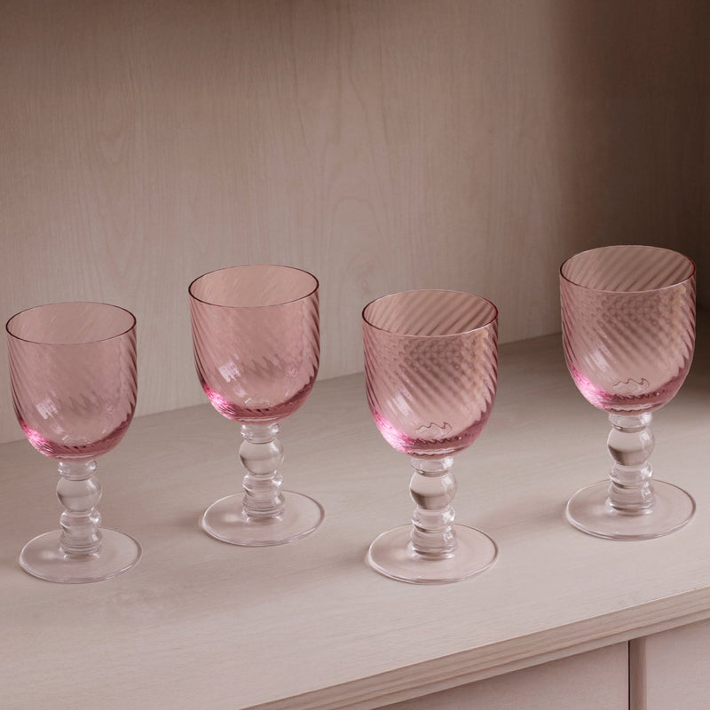 GLASS French Swirl Wine Set of 4 (Pink) 8 fl oz