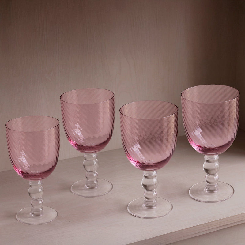 GLASS French Swirl All Purpose Set of 4 (Pink) 20 fl oz