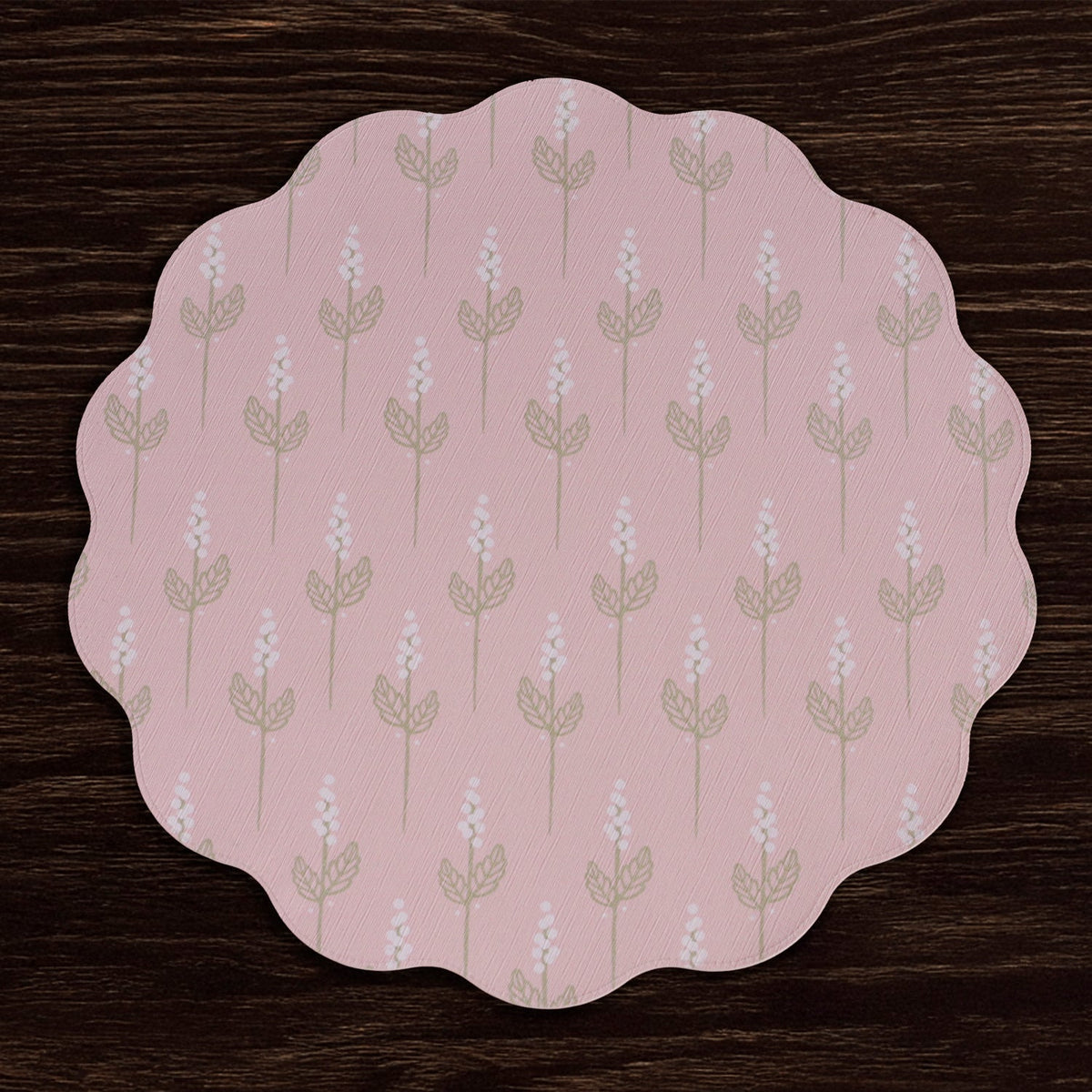 VIDA Chinoiserie Reversible  Round Placemats Set of 4 Pink & White