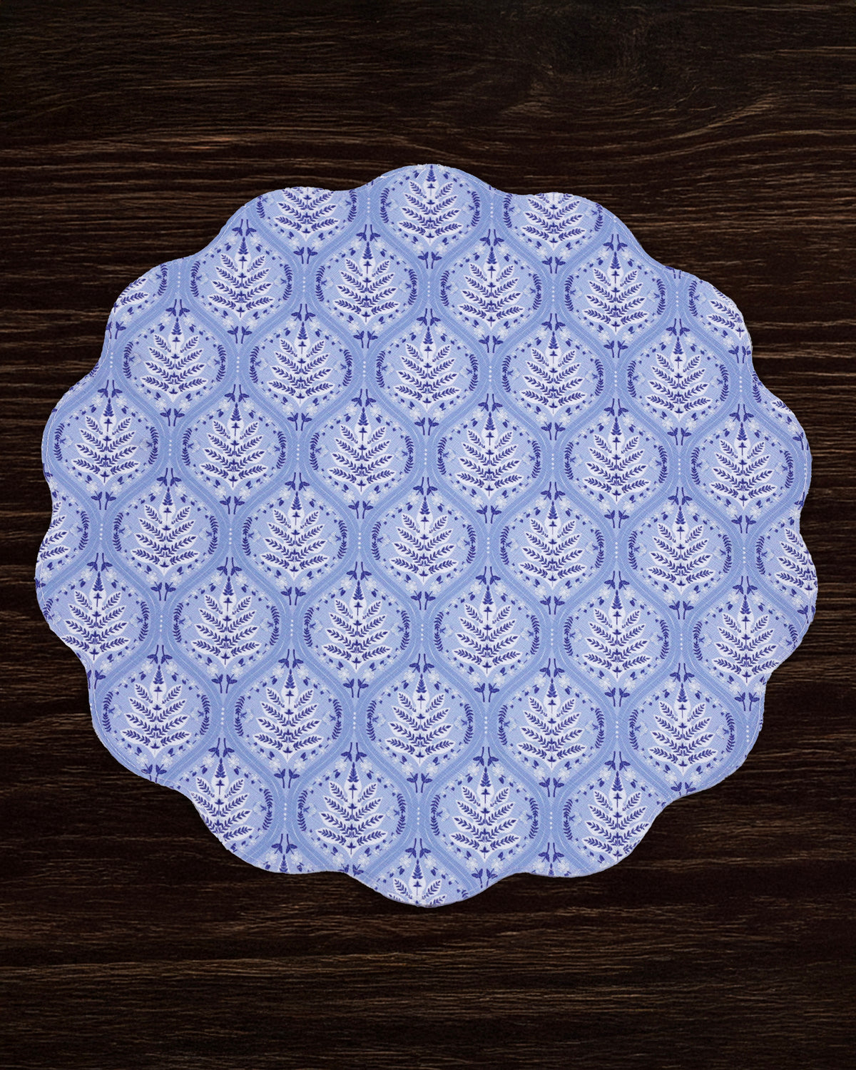 VIDA Blooms & Branches Reversible  Round Placemats Set of 4 Navy & Green
