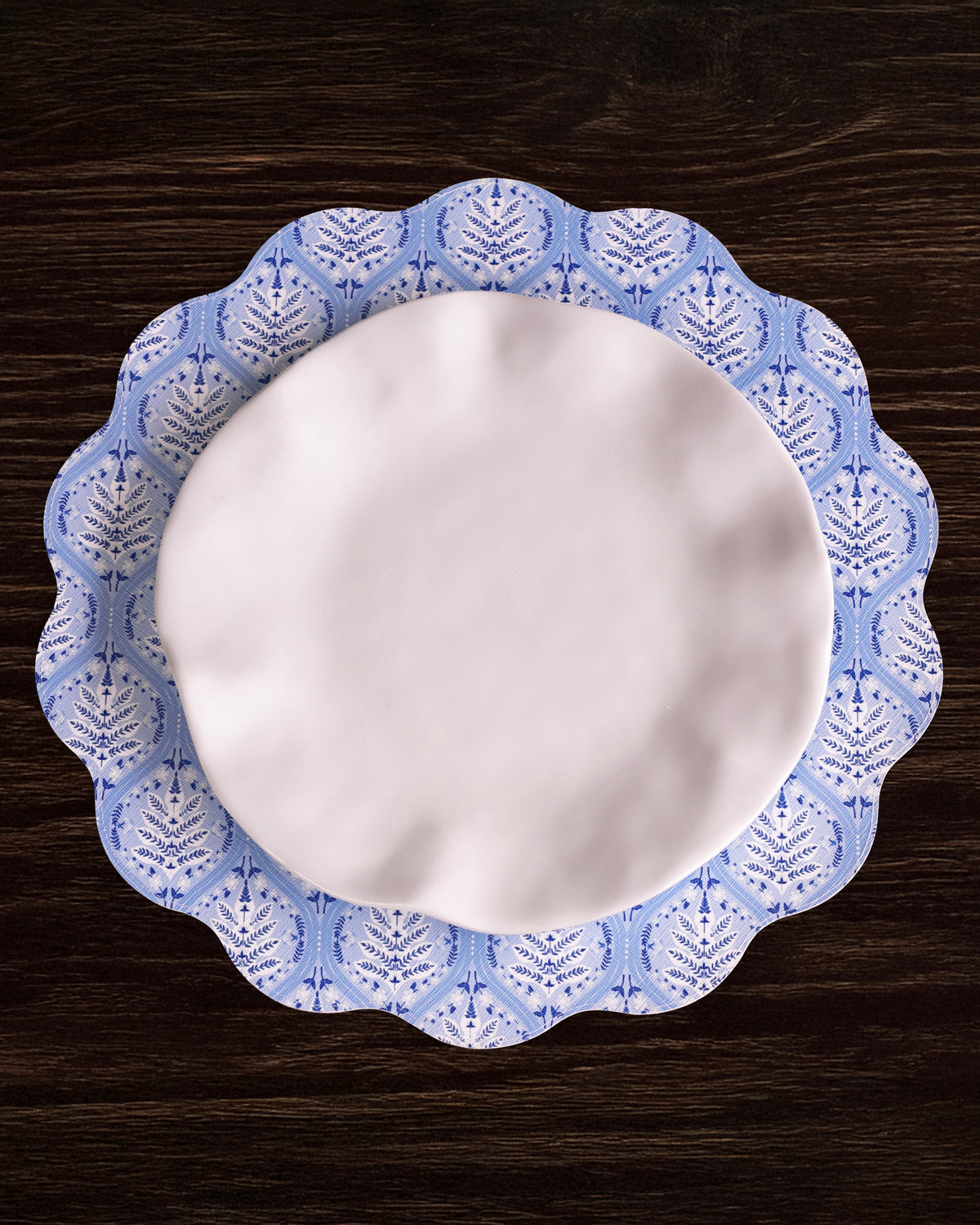 VIDA Blooms & Branches Reversible  Round Placemats Set of 4 Navy & Green