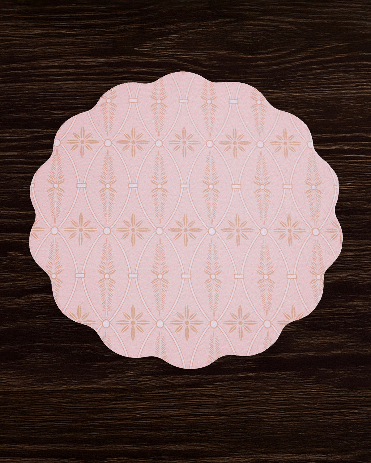 VIDA Blooms  & Branches Reversible  Round Placemats Set of 4 Pastel Pink & Blue