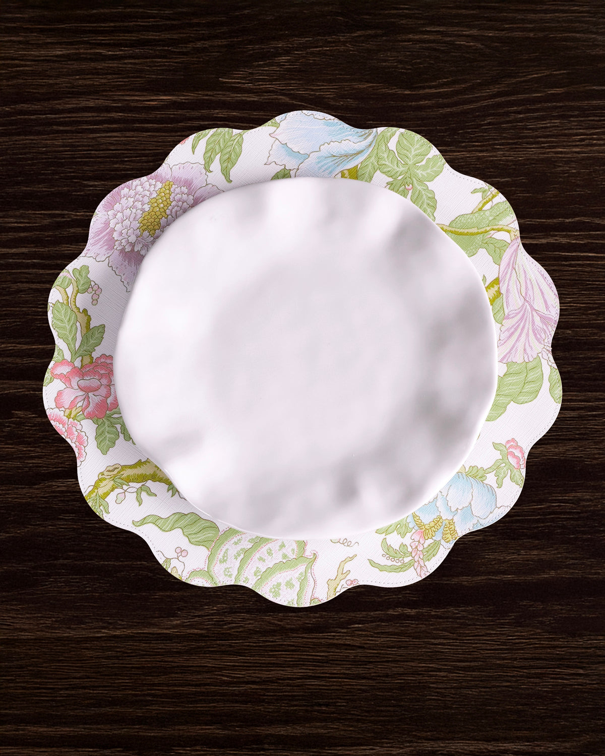 VIDA Blooms  & Branches Reversible  Round Placemats Set of 4 Pastel Pink & Blue