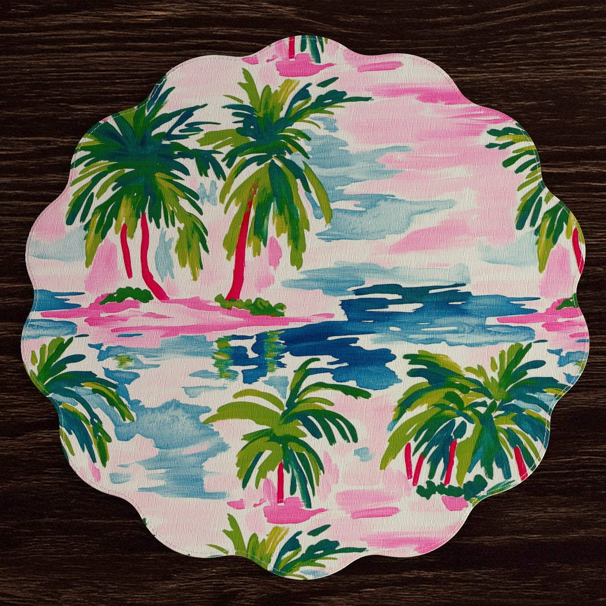 VIDA Palm Trees Reversible  Round Placemats Set of 4 (Multi)