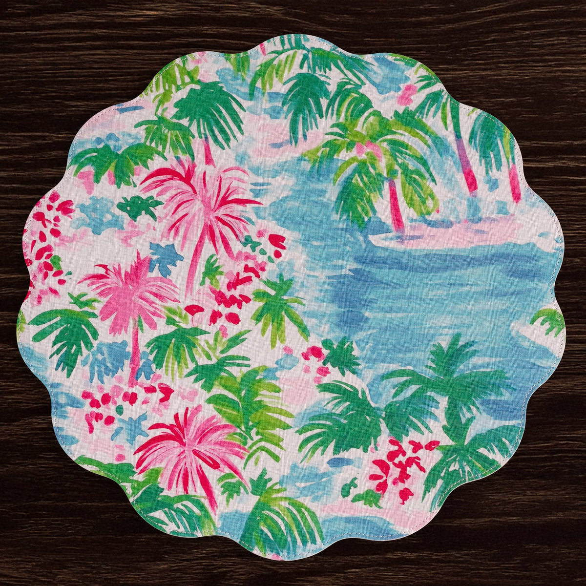 VIDA Palm Trees Reversible  Round Placemats Set of 4 (Multi)