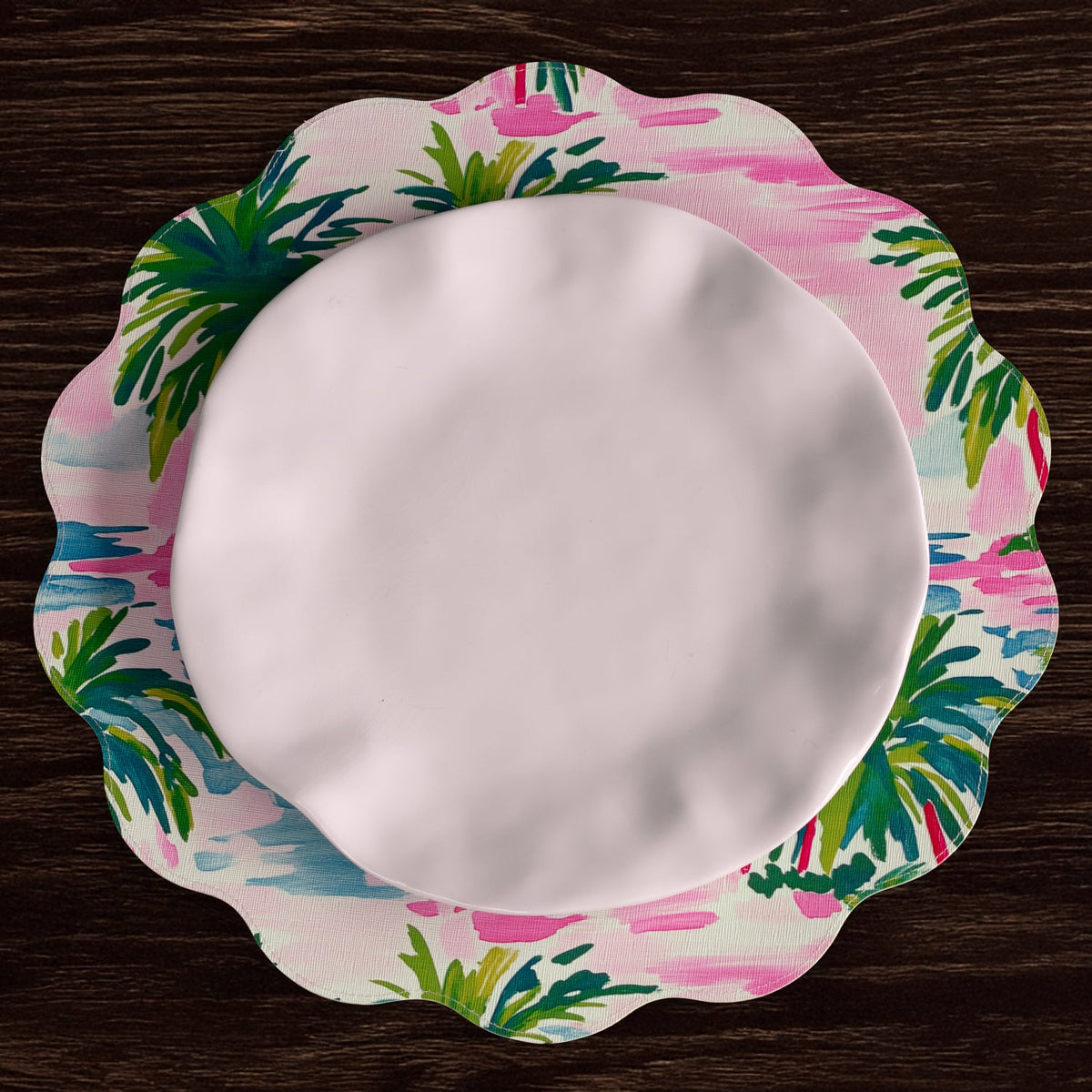 VIDA Palm Trees Reversible  Round Placemats Set of 4 (Multi)
