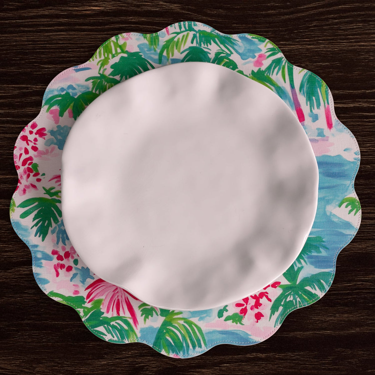 VIDA Palm Trees Reversible  Round Placemats Set of 4 (Multi)
