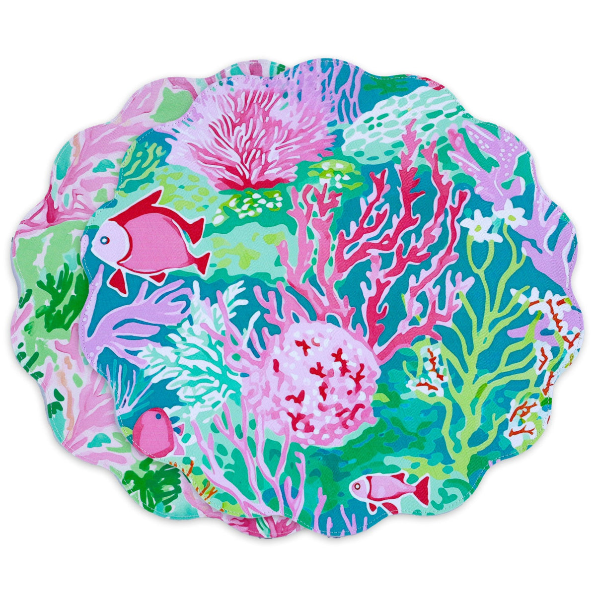 VIDA Coral Reef  Reversible  Round Placemats Set of 4 (Multi)