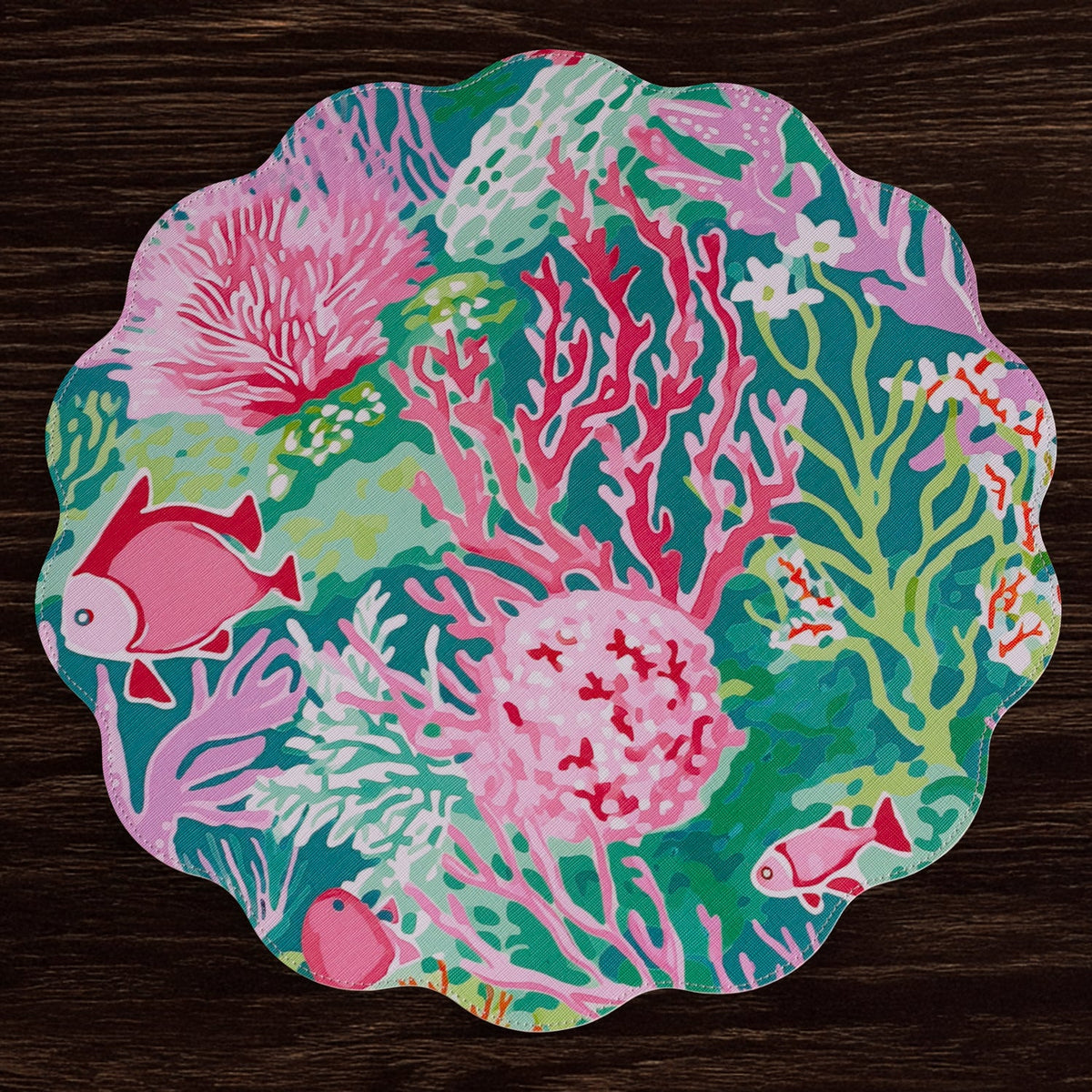 VIDA Coral Reef  Reversible  Round Placemats Set of 4 (Multi)