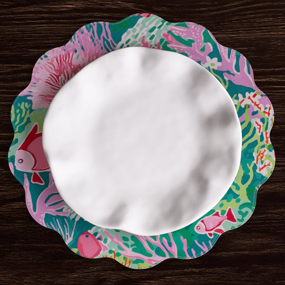 VIDA Coral Reef  Reversible  Round Placemats Set of 4 (Multi)