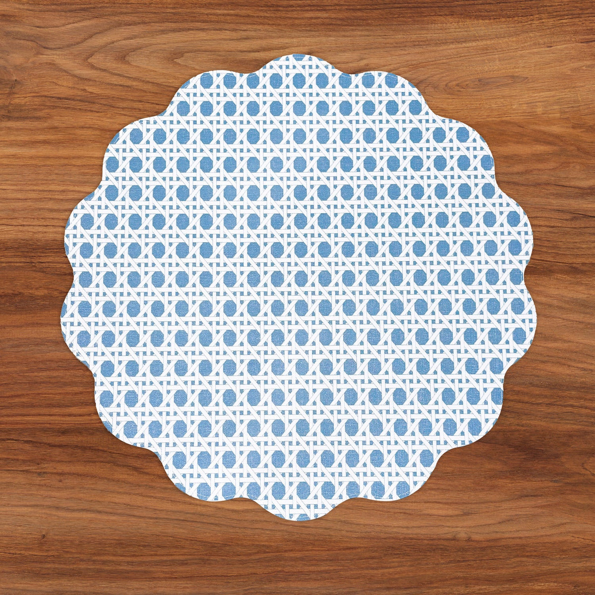 VIDA Sealife and Rattan Reversible Round Placemats Set of 4 Blue & Pink