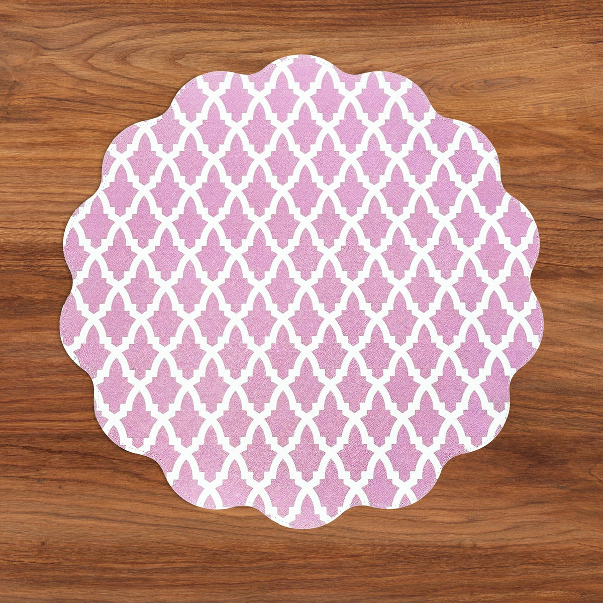 VIDA Eggplant and Pink  Reversible Round Placemats Set of 4 Blue & Pink