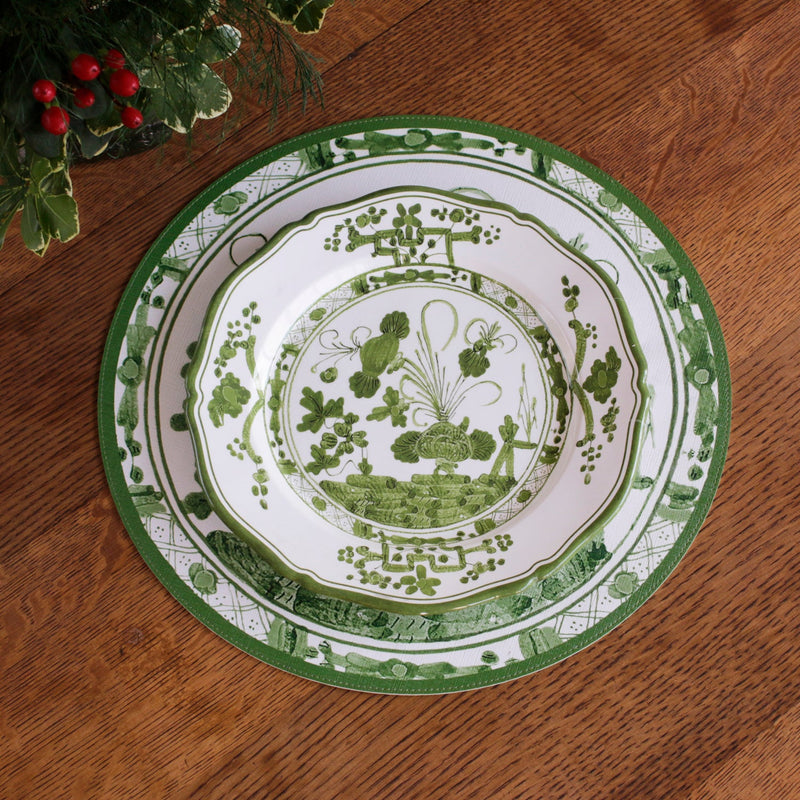 VIDA Faenza Dinner Plate Set of 4 (White and Green)